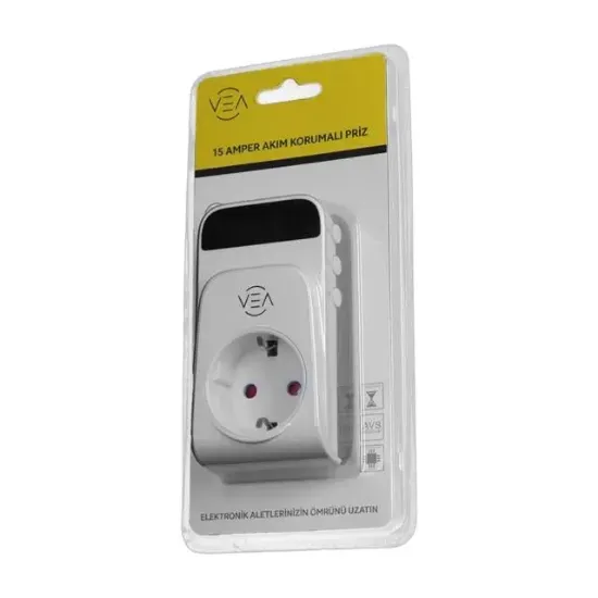 Vea VE-25530 15A 3520W Tekli Dijital Göstergeli Akım Korumalı Priz Aşırı Yüksek Gerilim resmi