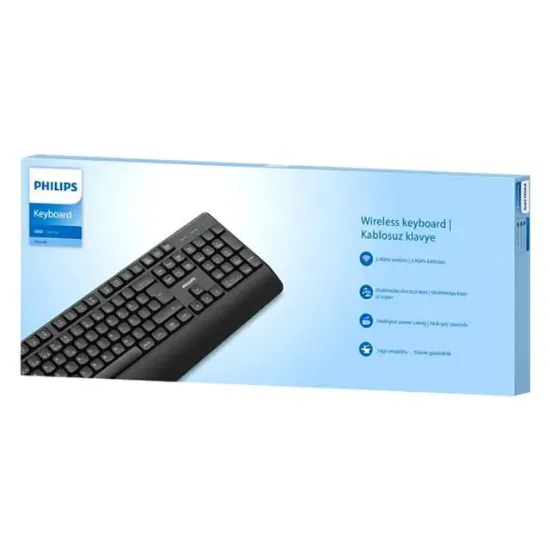 Philips SPT6348B USB Kablosuz Ofis Tipi Siyah Numpadli Türkçe Q Klavye Mouse Seti resmi