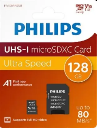 Philips FM12MP45B/00 128GB Class10 UHS-I U1 TF Adaptörlü Micro SDXC Hafıza Kartı resmi
