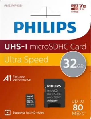Philips FM32MP45B/00 32GB Class10 UHS-I U1 TF Adaptörlü Micro SDHC Hafıza Kartı resmi