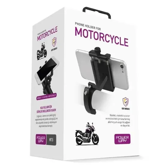 Powerway MT15 Motosiklet Bisiklet Scooter İçin Dayanıklı Gidon Uyumlu CNC Alüminyum Telefon Tutucu resmi