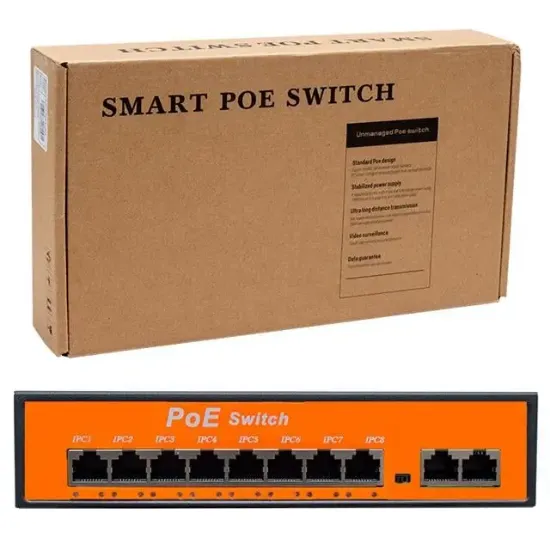 Powermaster POE8+2 96W 10/100 MBPS Poe Ethernet Switch resmi