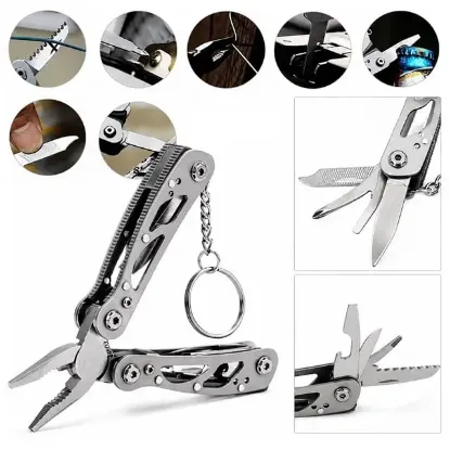 Powermaster PM-24603 Paslanmaz Çelik Katlanabilir Çok Fonksiyonlu Pense Multitool Çakı Anahtarlık  resmi