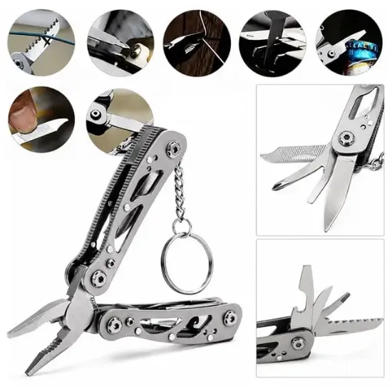 Powermaster PM-24603 Paslanmaz Çelik Katlanabilir Çok Fonksiyonlu Pense Multitool Çakı Anahtarlık  resmi