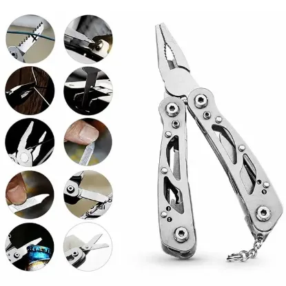 Powermaster PM-24603 Paslanmaz Çelik Katlanabilir Çok Fonksiyonlu Pense Multitool Çakı Anahtarlık  resmi
