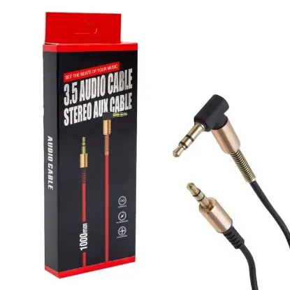 Powermaster PM-15124 1 Metre 3.5mm Erkek-Erkek 1. Kalite Kutulu L Uçlu Stereo AUX Kablo resmi