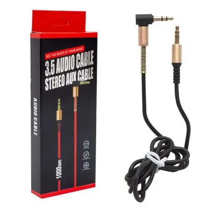Powermaster PM-15124 1 Metre 3.5mm Erkek-Erkek 1. Kalite Kutulu L Uçlu Stereo AUX Kablo resmi