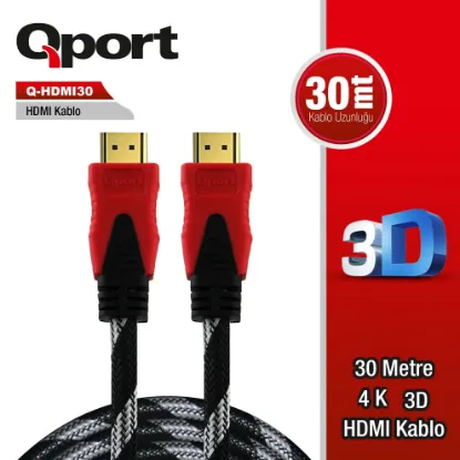 QPORT Q-HDMI30 HDMI 1.4 V ALTIN UÇLU KABLO 30 MT resmi