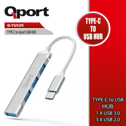 QPORT Q-TUC05 TYPE-C TO 4 PORT USB ÇOKLAYICI resmi