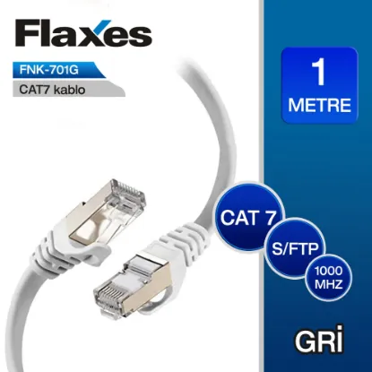 FLAXES FNK-701G CAT7 PATCH KABLO 1 METRE GRİ resmi