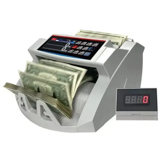 PowerMaster PM-25068 TRY-EUR-USD Sesli Karışık Ve Adet Para Sayma Makinesi Harici Ekranlı 80W 60db AC100-240V resmi