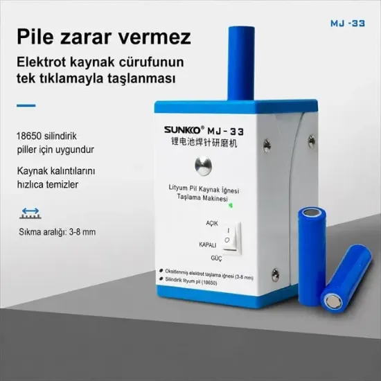 Sunkko MJ-33 Pil ve Punta Kalemi Taşlama Makinesi Elektrot ve 18650 Zımpara Cihazı resmi