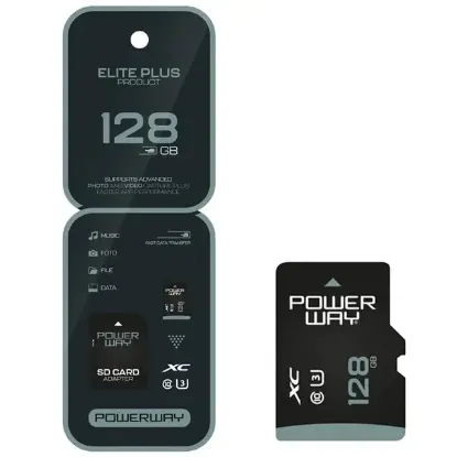Powerway Elite Plus 128 GB Class 10 U3 XC Micro SD Hafıza Kartı resmi