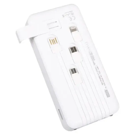POWERWAY T20 KENDİNDEN KABLOLU DİJİTAL EKRAN 20.000 MAH BEYAZ POWERBANK resmi