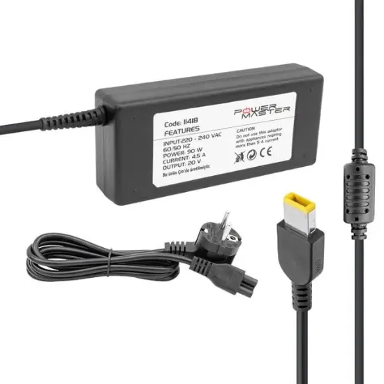 Powermaster PM-11418 20 Volt - 4.5 Amper - 90 Watt - Usb Tip Uçlu Adaptör (Lenovo Ibm Notebook) resmi
