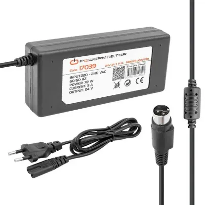 Powermaster PM-17039 24 Volt - 3 Amper - 72 Watt 3 Pinli Plastik Kasa Masaüstü Printer Adaptör resmi