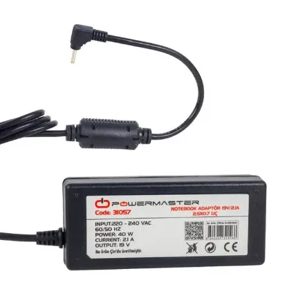 Powermaster PM-31057 Asus Uyumlu 19 Volt - 2.1 Amper 2.5*0.7 Mm Uçlu Notebook Adaptör  resmi