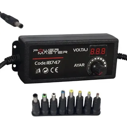 Powermaster PM-18747 3 Volt - 24 Volt - 2 Amper Çok Uçlu Dijital Ekranlı Ayarlı Kademeli Adaptör resmi