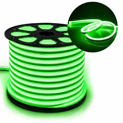 PowerMaster PM-5287 Silikon Kaplama 12 Volt 100 Metre Yeşil Neon Led Şerit Aydınlatma resmi