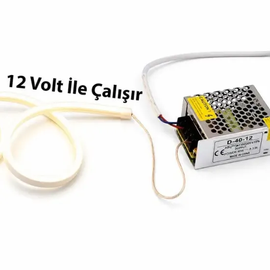 PowerMaster PM-5288 Silikon Kaplama 12 Volt 100 Metre Beyaz Neon Led Şerit Aydınlatma resmi