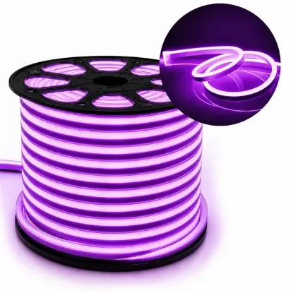 PowerMaster PM-5291 Silikon Kaplama 12 Volt 100 Metre Mor Neon Led Şerit Aydınlatma resmi