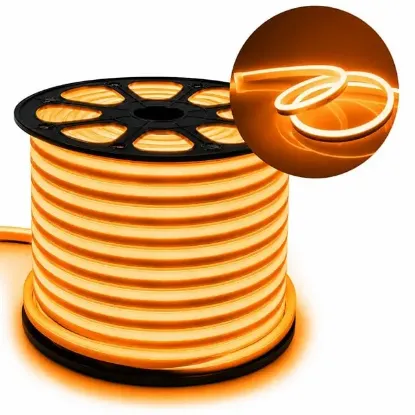 PowerMaster PM-5294 Silikon Kaplama 12 Volt 100 Metre Oranj Turuncu Neon Led Şerit Aydınlatma resmi