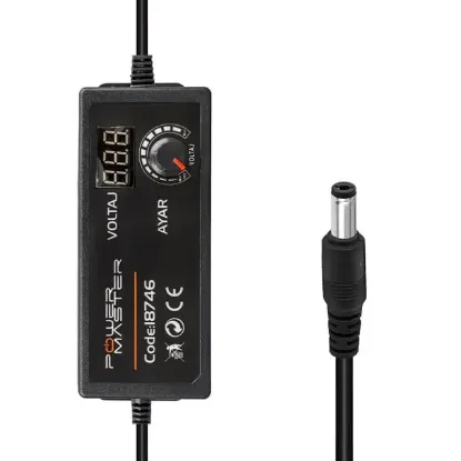 Powermaster PM-18746 3 Volt - 12 Volt - 5 Amper Çok Uçlu Ayarlı Kademeli Adaptör resmi