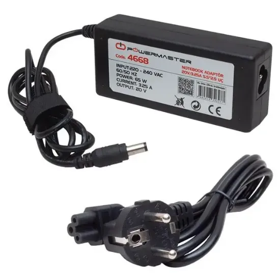 Powermaster PM-4668 20 Volt - 3.25 Amper 5.5*2.5 Mm Uçlu Adaptör (Lenovo Ibm Notebook) resmi
