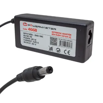 Powermaster PM-4668 20 Volt - 3.25 Amper 5.5*2.5 Mm Uçlu Adaptör (Lenovo Ibm Notebook) resmi