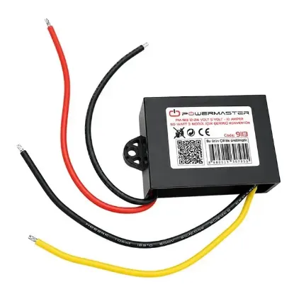 Powermaster PM-9113 12-24V Giriş 5V 10A 50W DC-DC Voltaj Düşürücü Çevirici Konvertör resmi