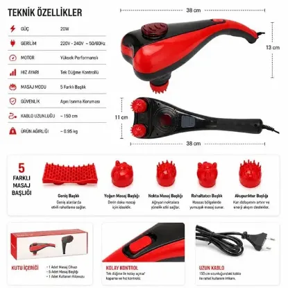 PowerMaster PM-24616 İki Kademeli Çift Başlıklı El Tipi Masaj Aleti resmi