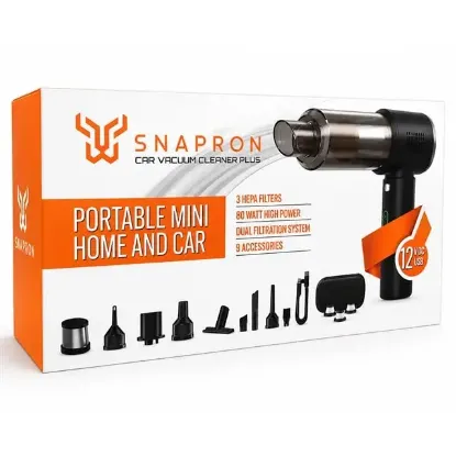 Snapron SNV-3002 80W 7.4V Şarjlı Mini Araç ve Ev Süpürgesi + Çift Filtrasyonlu Çok Fonksiyonlu Temizlik Seti resmi