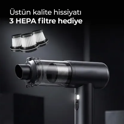 Snapron SNV-3001 100W 17000PA Şarjlı Mini Araç ve Ev Süpürgesi + EVA Taşıma Çantalı Çok Fonksiyonlu Set resmi