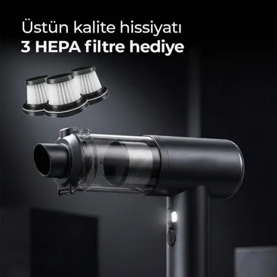 Snapron SNV-3001 100W 17000PA Şarjlı Mini Araç ve Ev Süpürgesi + EVA Taşıma Çantalı Çok Fonksiyonlu Set resmi