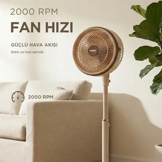 Everest FAN13 Olympos Air Krem/Gold 10" 80W 3 Hız Kademeli 2000RPM Çift Motorlu Retro Vantilatör resmi