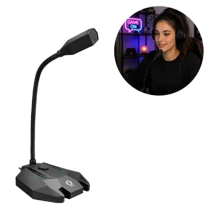 SNOPY SN-110M Siyah Led Işıklı USB Gaming Oyuncu Masaüstü Mikrofon resmi