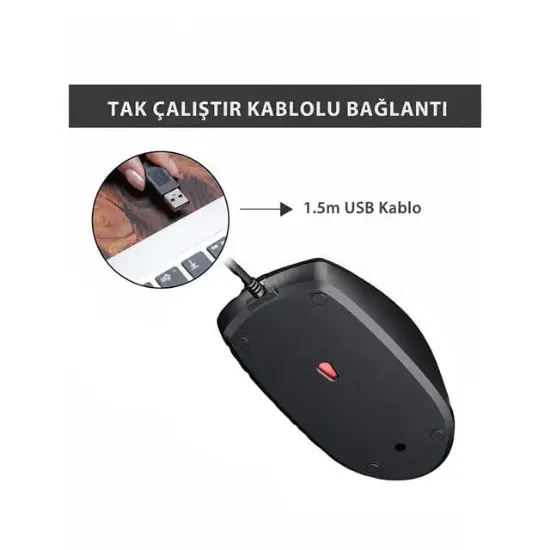 Philips SPK7247B/38 2000 Serisi 1200 DPI USB Optik Kablolu Mouse resmi