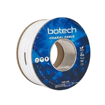 Botech RG6/U4 0.90 Mm 64x0.12 Tel CCS Makaralı Yerli Üretim Anten Kablosu 100 Metre resmi