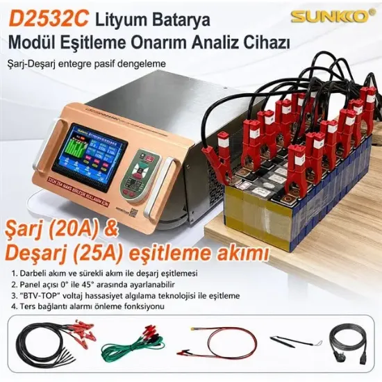 Sunkko D2524C+WIFI Lityum Pil Dengeleme Makinesi 2S - 24S Akıllı Wifi Destekli resmi