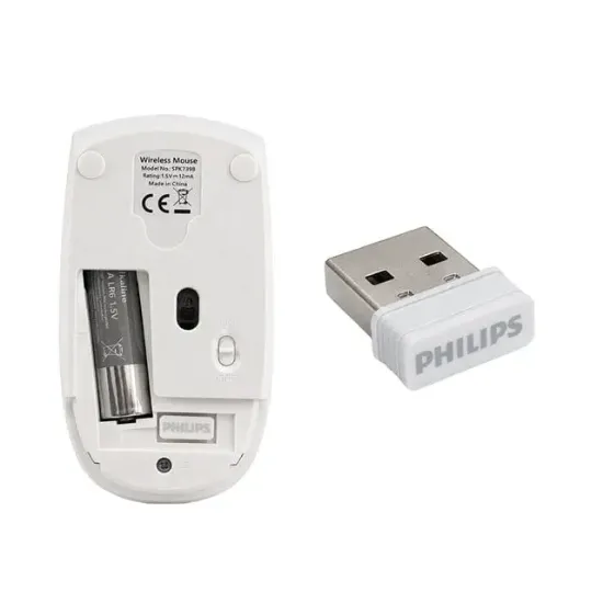 Philips SPK7398W/38 1600 DPI Sessiz Tıklama Beyaz Kablosuz Ofis Mouse resmi