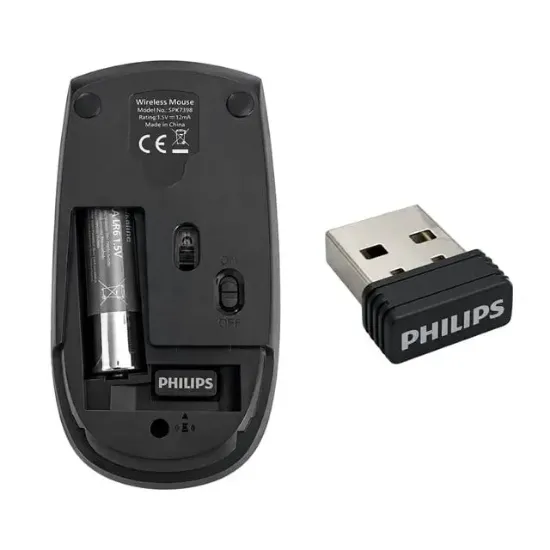 Philips SPK7398B/38 1600 DPI Sessiz Tıklama Siyah Kablosuz Ofis Mouse resmi