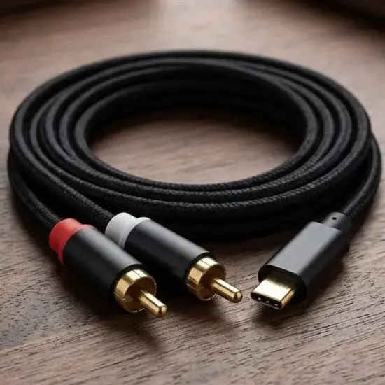Powermaster PM-29963 USB Type-C Erkek to 2x RCA Erkek Stereo 2 Metre Ses Aktarım Kablosu  resmi