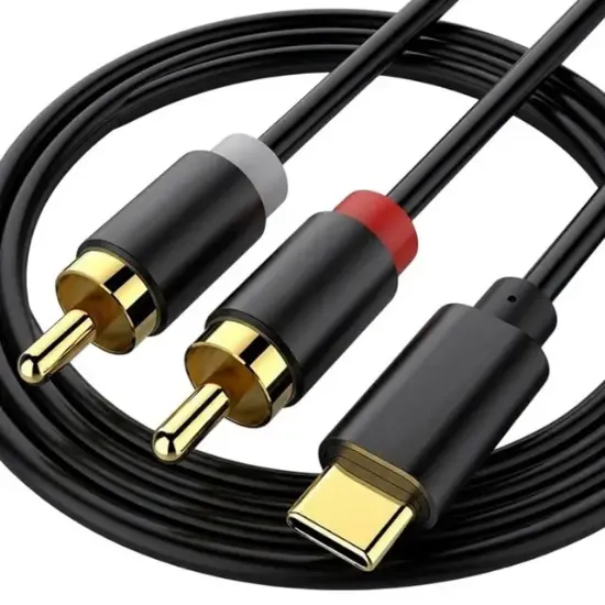 Powermaster PM-29963 USB Type-C Erkek to 2x RCA Erkek Stereo 2 Metre Ses Aktarım Kablosu  resmi