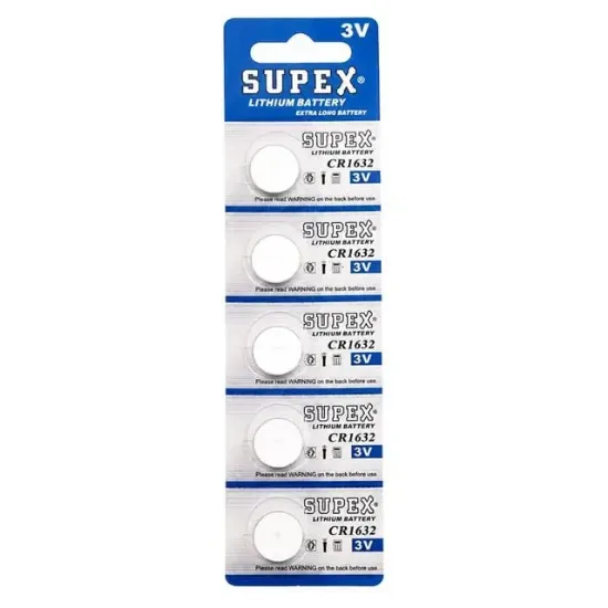 Supex CR1632 3 Volt Lityum 1632 Düğme Pil (5'li Paket) resmi