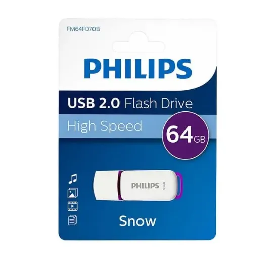 PHILIPS FM64FD70B/00 64 GB MOR/BEYAZ SNOW USB 2.0 FLASH BELLEK resmi