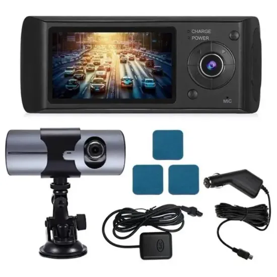 PowerMaster R300 GPS Destekli Çift Kameralı Araç İçi DashCam DVR Kamera Seti resmi