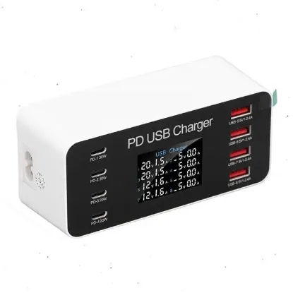PowerMaster PM-26056 8 Port USB+PD Şarj İstasyonu (4 USB+ 4 PD) resmi