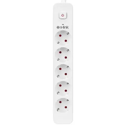S-Link SPG501S 1.5 Metre Kablolu 750 Joule 1.5 Mm Anahtarlı 5'li Akım Korumalı Priz resmi