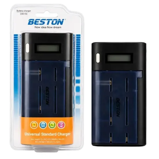 Beston BST-C9015C (AA-AAA-C-D-9V-SC) Universal Tüm Boylar Dijital Ekranlı Pil Şarj Cihazı resmi
