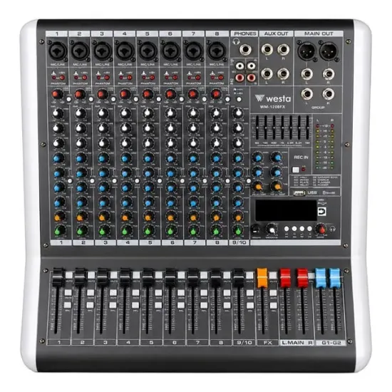 Westa WM-10PMX 2x500W 10 Kanal Power Mikser USB, Bluetooth 32DSP Dijital Profesyonel Ses Mikseri resmi